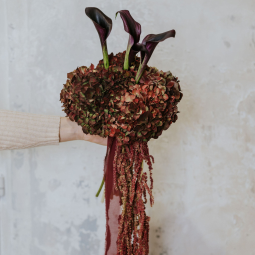 Modern Hortenzia csokor Kálával