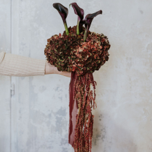 Modern Hortenzia csokor Kálával