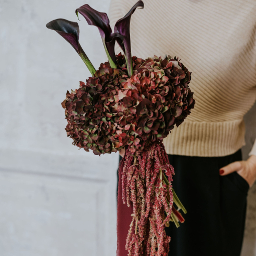 Modern Hortenzia csokor Kálával